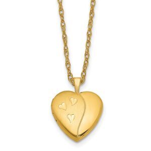 1/20 14K Gold Filled 16mm Satin/Polished Heart Locket Necklace, 18 In
